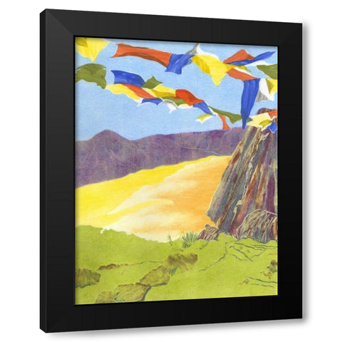 Prayer Flags III Black Modern Wood Framed Art Print by Roth, Carolyn
