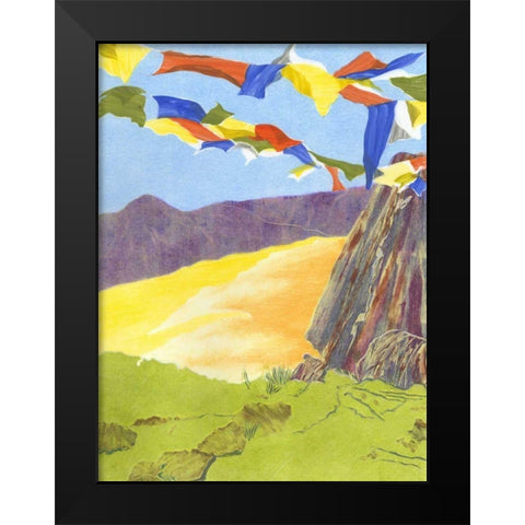 Prayer Flags III Black Modern Wood Framed Art Print by Roth, Carolyn