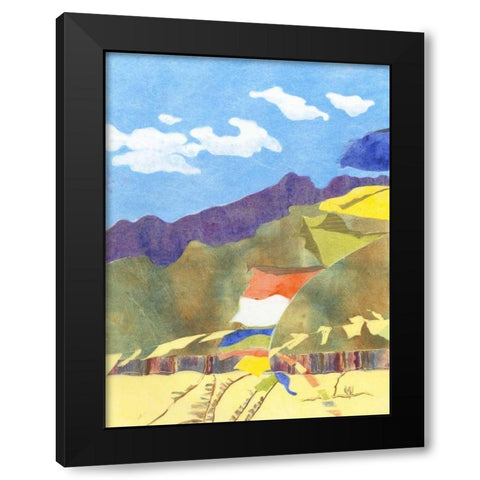 Prayer Flags IV Black Modern Wood Framed Art Print by Roth, Carolyn