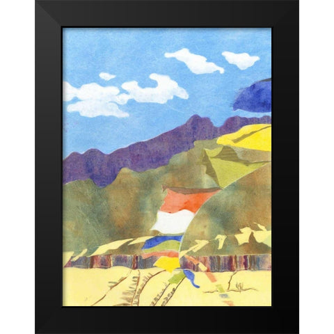 Prayer Flags IV Black Modern Wood Framed Art Print by Roth, Carolyn