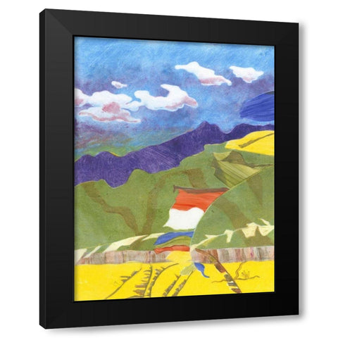 Prayer Flags VI Black Modern Wood Framed Art Print by Roth, Carolyn