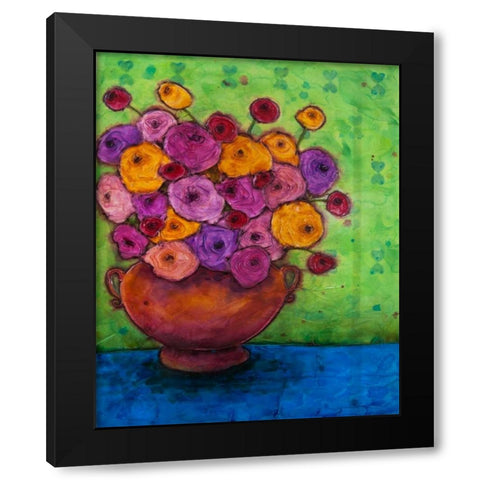 Bursting Blooms Black Modern Wood Framed Art Print by Quin, Marabeth