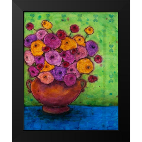Bursting Blooms Black Modern Wood Framed Art Print by Quin, Marabeth
