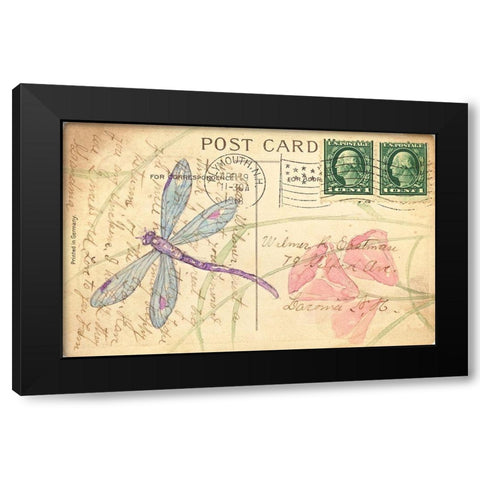 Postcard Dragonfly I Black Modern Wood Framed Art Print by Pallan, Nancy S.