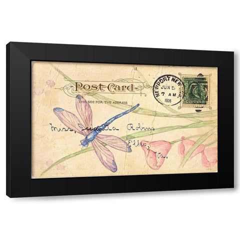 Postcard Dragonfly II Black Modern Wood Framed Art Print by Pallan, Nancy S.