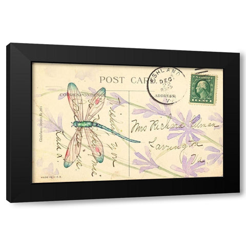 Postcard Dragonfly III Black Modern Wood Framed Art Print with Double Matting by Pallan, Nancy S.