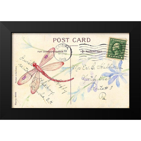 Postcard Dragonfly IV Black Modern Wood Framed Art Print by Pallan, Nancy S.