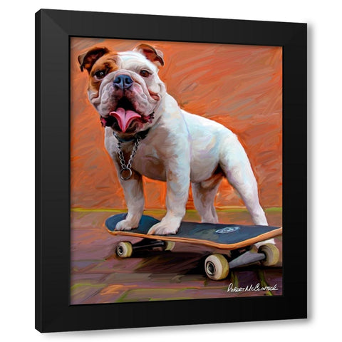 Bull Dog Nose Grind Black Modern Wood Framed Art Print with Double Matting by McClintock, Robert
