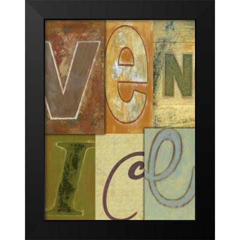 Venice Black Modern Wood Framed Art Print by Vision Studio