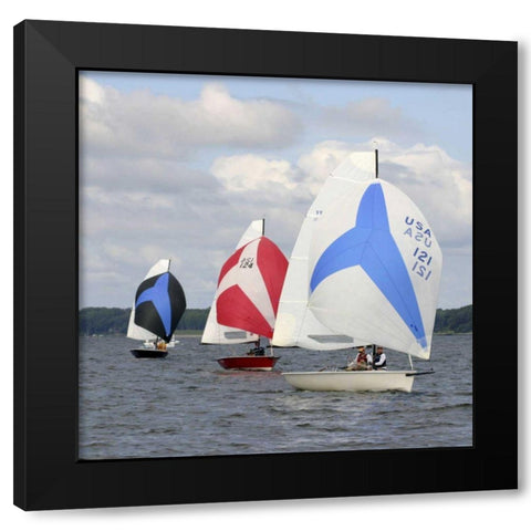 Water Racing I Black Modern Wood Framed Art Print with Double Matting by Project, A.