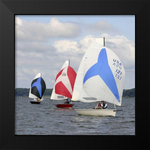 Water Racing I Black Modern Wood Framed Art Print by Project, A.