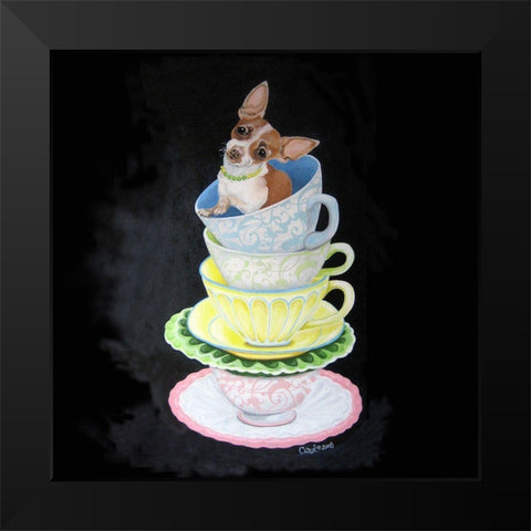 Chihuahua Teacups Black Modern Wood Framed Art Print by Dillon, Carol