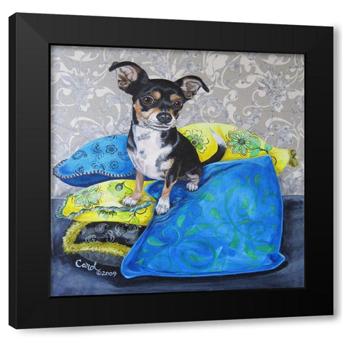 Chihuahua Pillows II Black Modern Wood Framed Art Print with Double Matting by Dillon, Carol