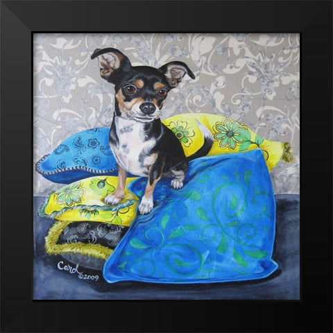 Chihuahua Pillows II Black Modern Wood Framed Art Print by Dillon, Carol