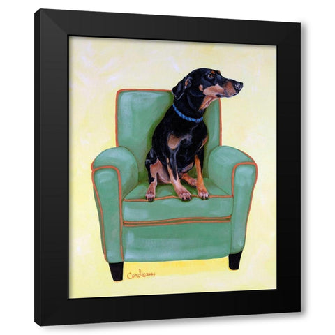 Dobie on Green Black Modern Wood Framed Art Print with Double Matting by Dillon, Carol