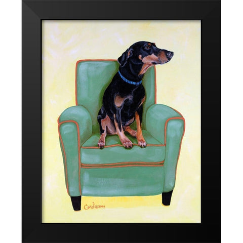 Dobie on Green Black Modern Wood Framed Art Print by Dillon, Carol