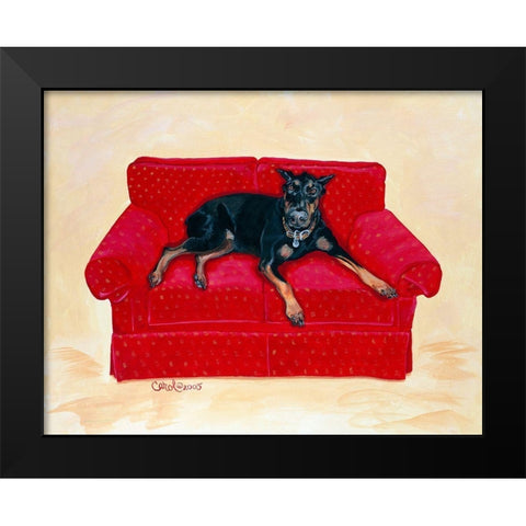 Dobie on Red Black Modern Wood Framed Art Print by Dillon, Carol