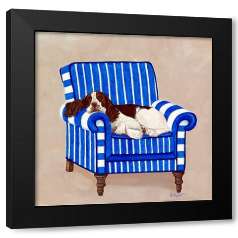 Springer on Blue Black Modern Wood Framed Art Print with Double Matting by Dillon, Carol