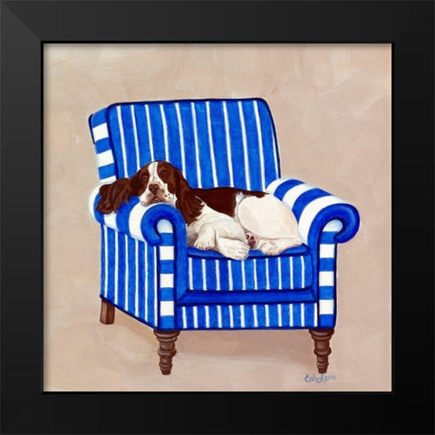 Springer on Blue Black Modern Wood Framed Art Print by Dillon, Carol