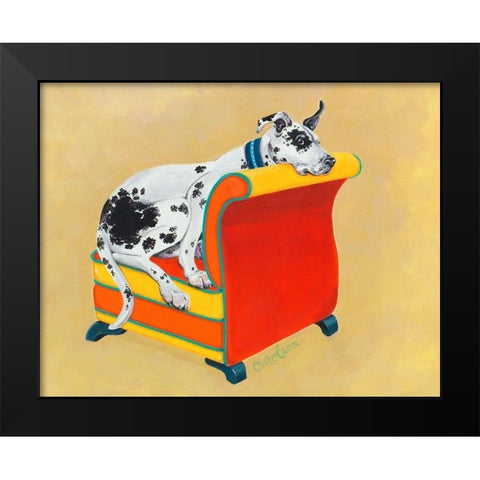 Great Dane on Orange Black Modern Wood Framed Art Print by Dillon, Carol