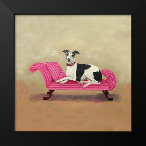 Italian Greyhound on Pink Black Modern Wood Framed Art Print by Dillon, Carol