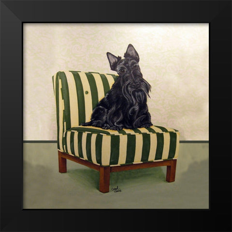 Scottie on Stripes Black Modern Wood Framed Art Print by Dillon, Carol