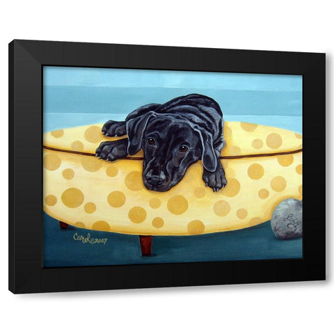 Lab on Yellow Black Modern Wood Framed Art Print with Double Matting by Dillon, Carol