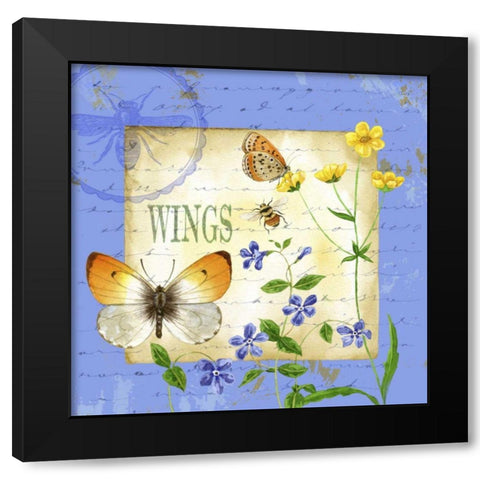 Butterfly Meadow I Black Modern Wood Framed Art Print with Double Matting by Maday, Jane