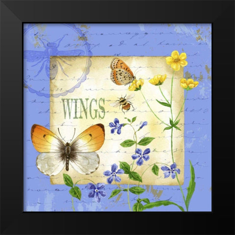 Butterfly Meadow I Black Modern Wood Framed Art Print by Maday, Jane