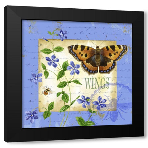 Butterfly Meadow II Black Modern Wood Framed Art Print with Double Matting by Maday, Jane