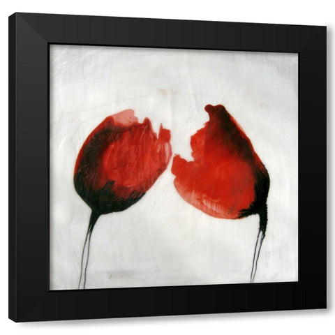 Red Drops II Black Modern Wood Framed Art Print with Double Matting by Open Journey