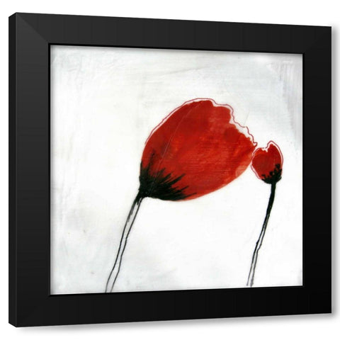 Red Drops IV Black Modern Wood Framed Art Print with Double Matting by Open Journey
