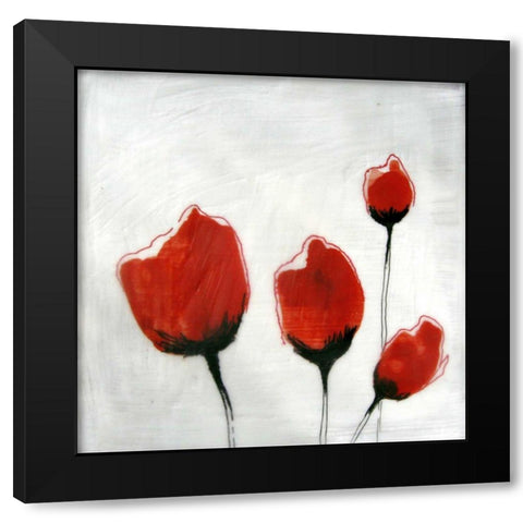 Red Drops V Black Modern Wood Framed Art Print with Double Matting by Open Journey
