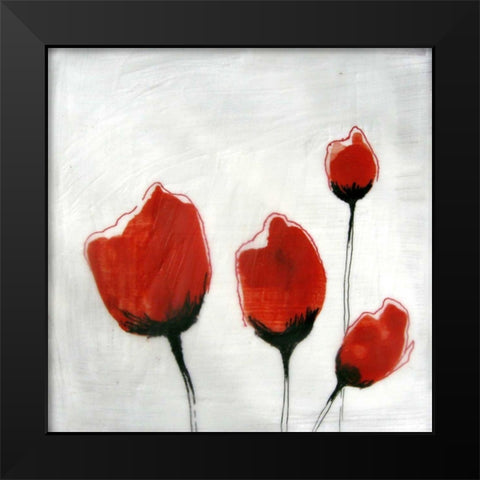 Red Drops V Black Modern Wood Framed Art Print by Open Journey