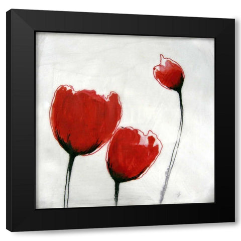 Red Drops VII Black Modern Wood Framed Art Print by Open Journey
