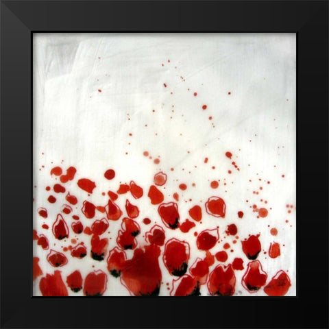 Red Drops VIII Black Modern Wood Framed Art Print by Open Journey