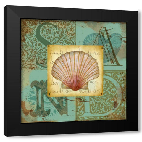 Sand and Surf I Black Modern Wood Framed Art Print with Double Matting by Maday, Jane