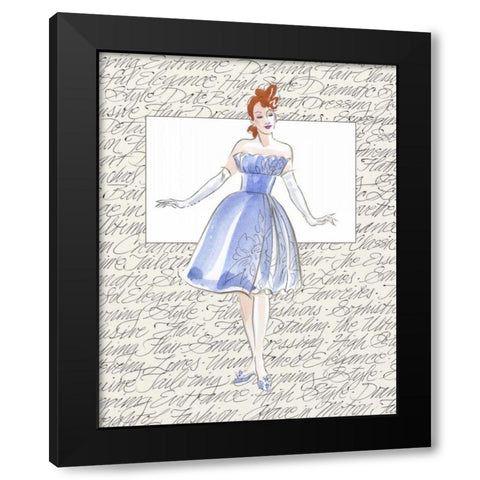 50s Fashion I Black Modern Wood Framed Art Print by Della-Piana, Elissa