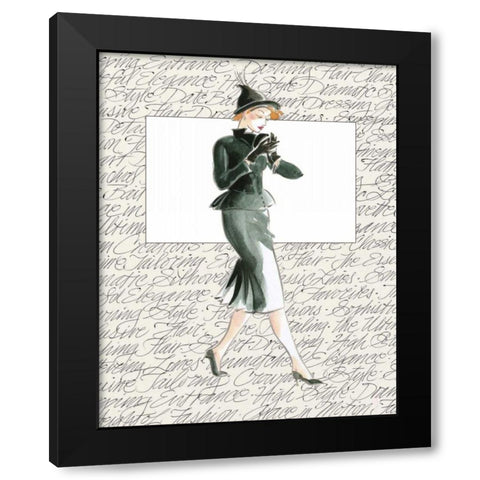 50s Fashion III Black Modern Wood Framed Art Print with Double Matting by Della-Piana, Elissa