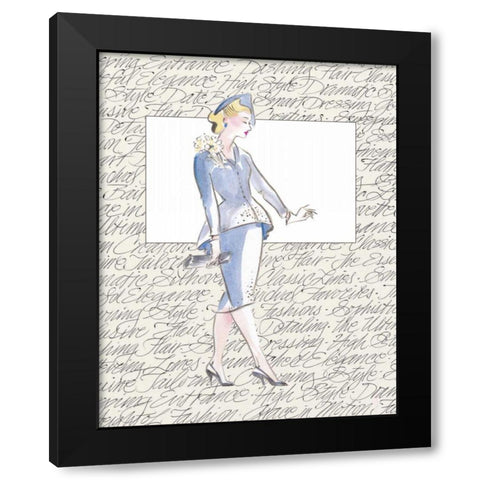 50s Fashion V Black Modern Wood Framed Art Print by Della-Piana, Elissa