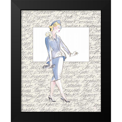 50s Fashion V Black Modern Wood Framed Art Print by Della-Piana, Elissa
