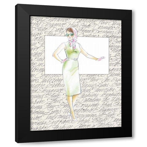 50s Fashion XII Black Modern Wood Framed Art Print with Double Matting by Della-Piana, Elissa
