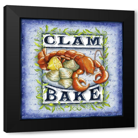 Seafood Sign III Black Modern Wood Framed Art Print with Double Matting by Wright, Sydney
