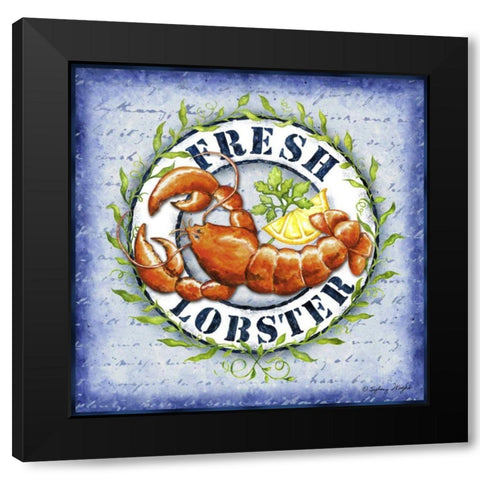 Seafood Sign IV Black Modern Wood Framed Art Print with Double Matting by Wright, Sydney