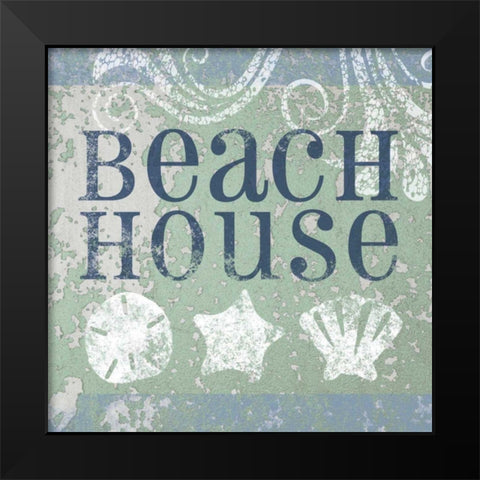 Beach Sign I Black Modern Wood Framed Art Print by Beth Anne Creative