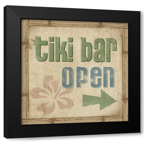 Beach Sign VI Black Modern Wood Framed Art Print with Double Matting by Beth Anne Creative