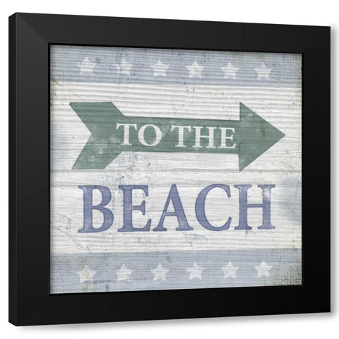 Beach Sign VII Black Modern Wood Framed Art Print with Double Matting by Beth Anne Creative