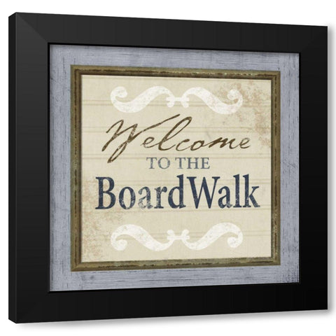 Beach Sign XI Black Modern Wood Framed Art Print by Beth Anne Creative