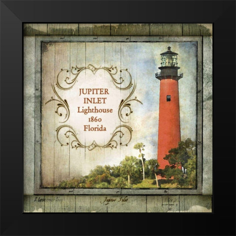 Florida Lighthouse V Black Modern Wood Framed Art Print by Beth Anne Creative