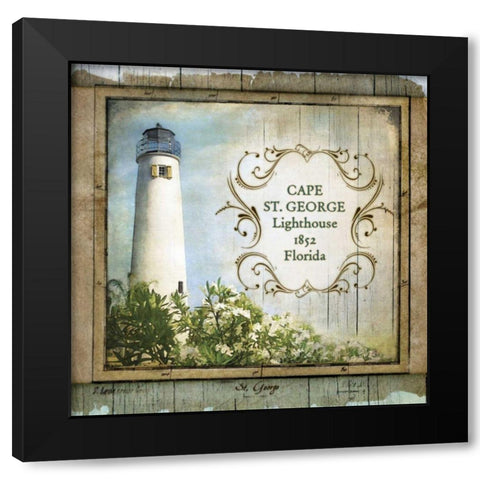 Florida Lighthouse X Black Modern Wood Framed Art Print by Beth Anne Creative